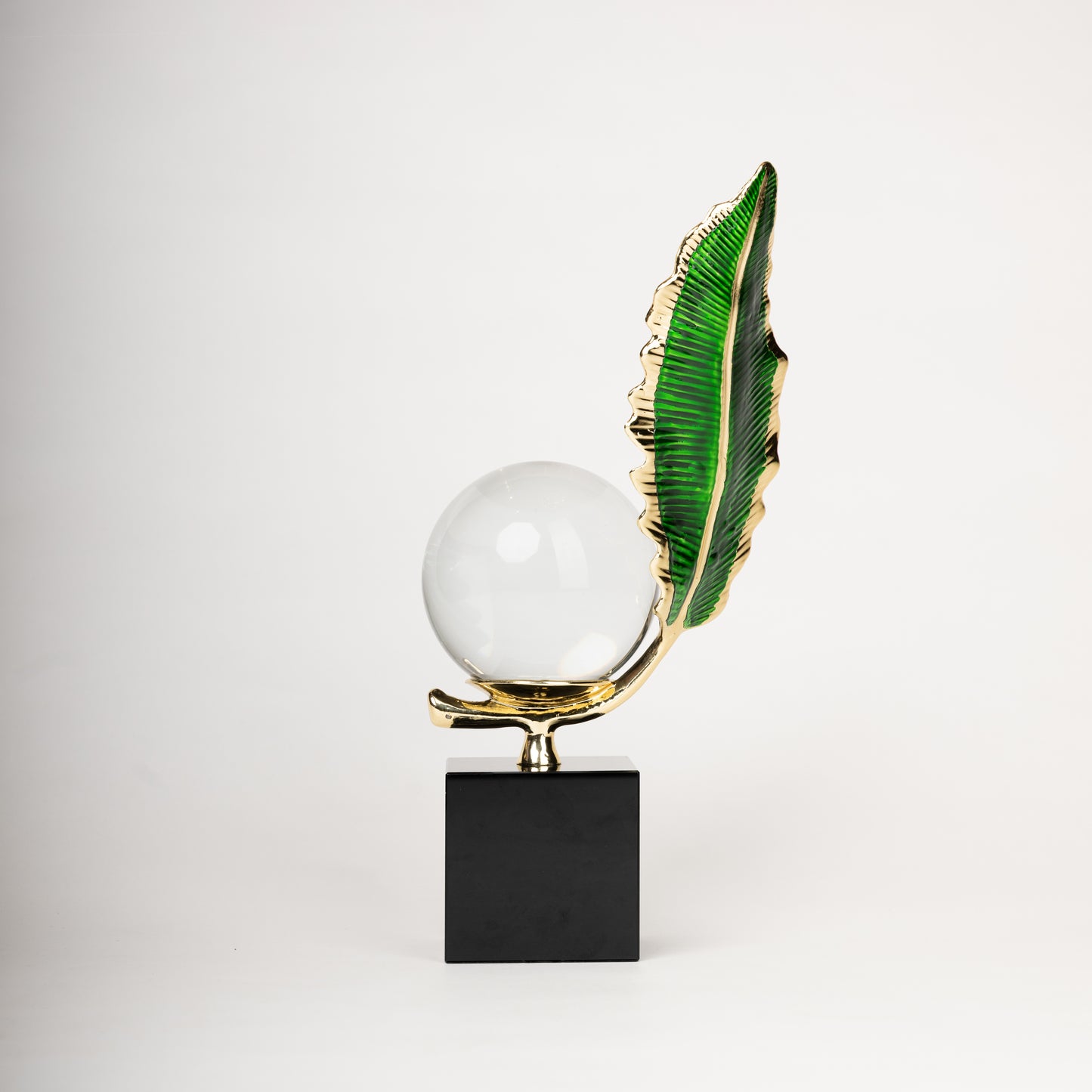 Emerald Leaf Crystal Sphere Decor