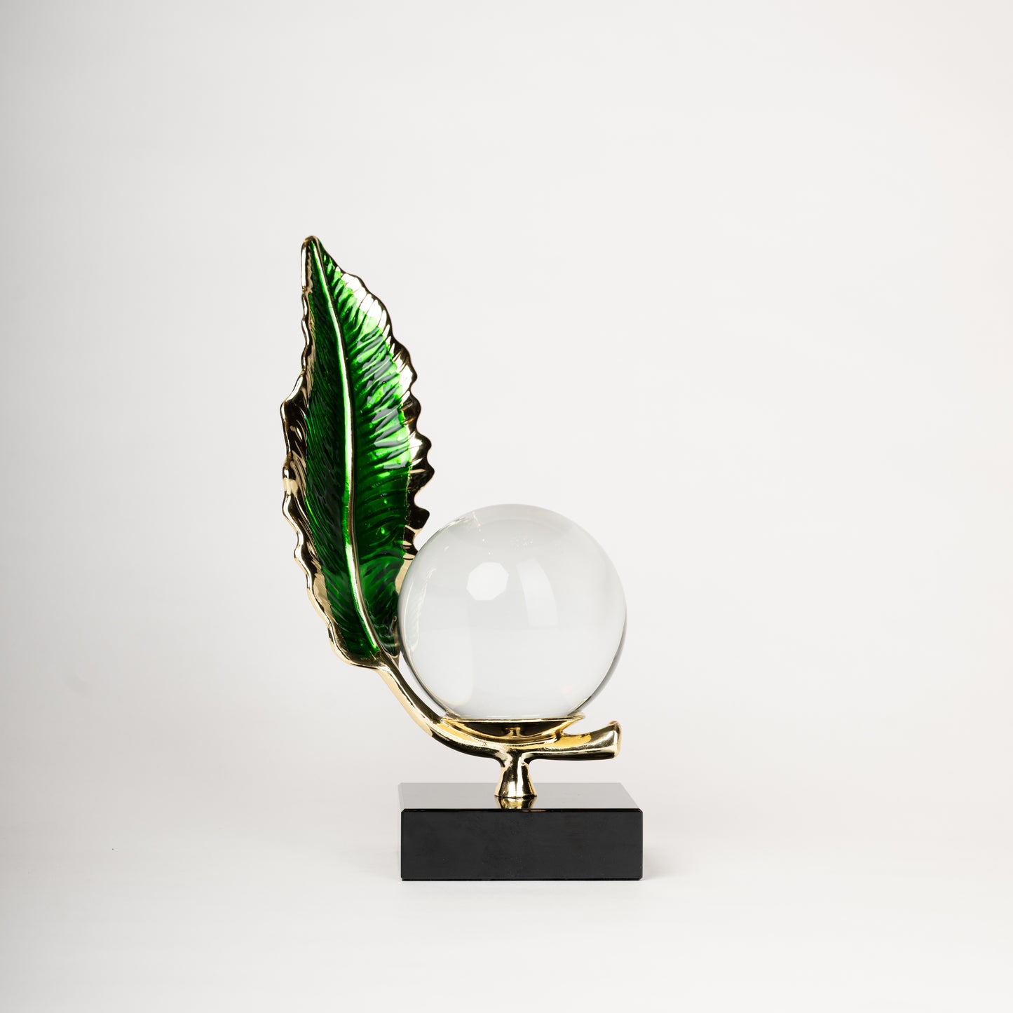 Emerald Leaf Crystal Sphere Decor