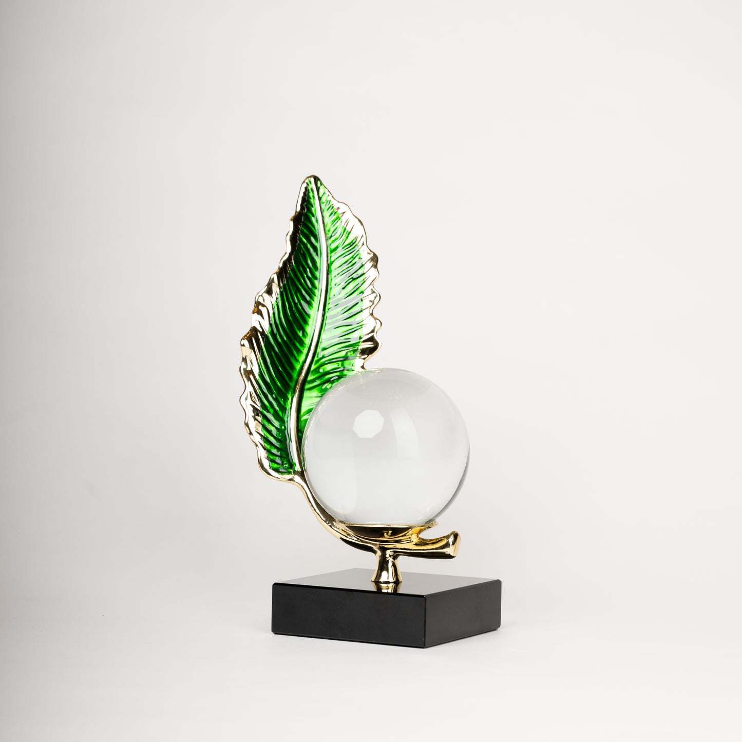 Emerald Leaf Crystal Sphere Decor