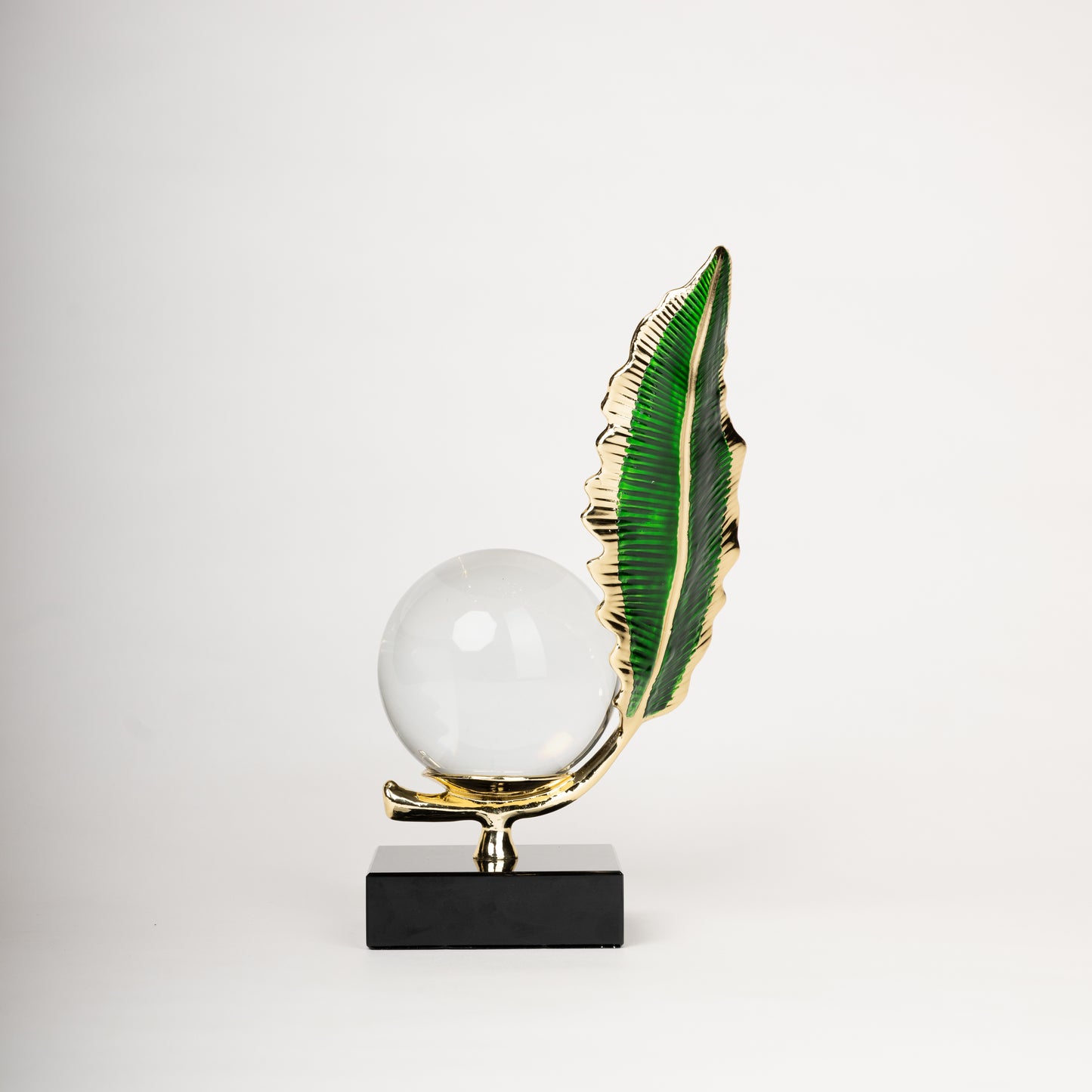 Emerald Leaf Crystal Sphere Decor