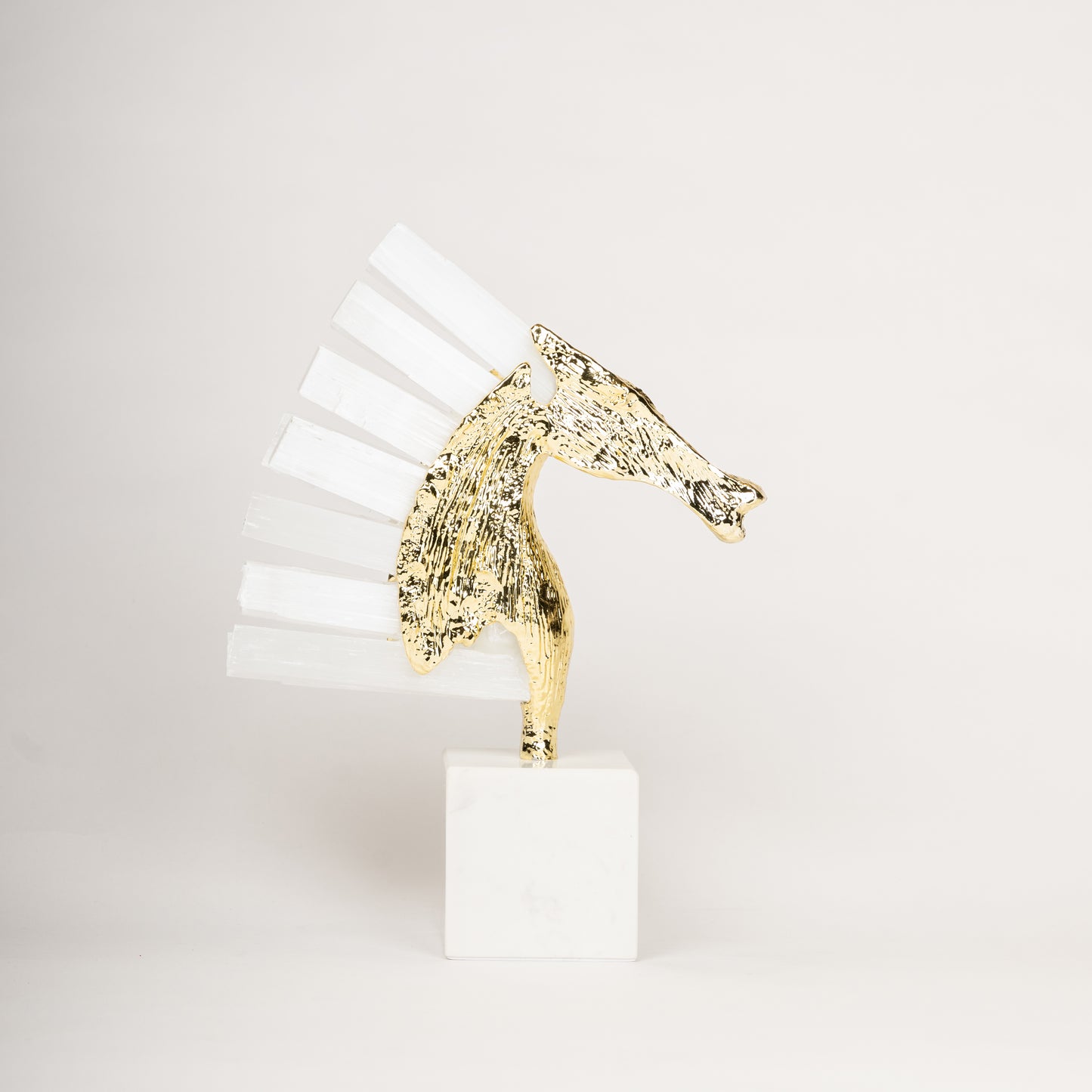 Regal Gold & White Horse Head Sculpture