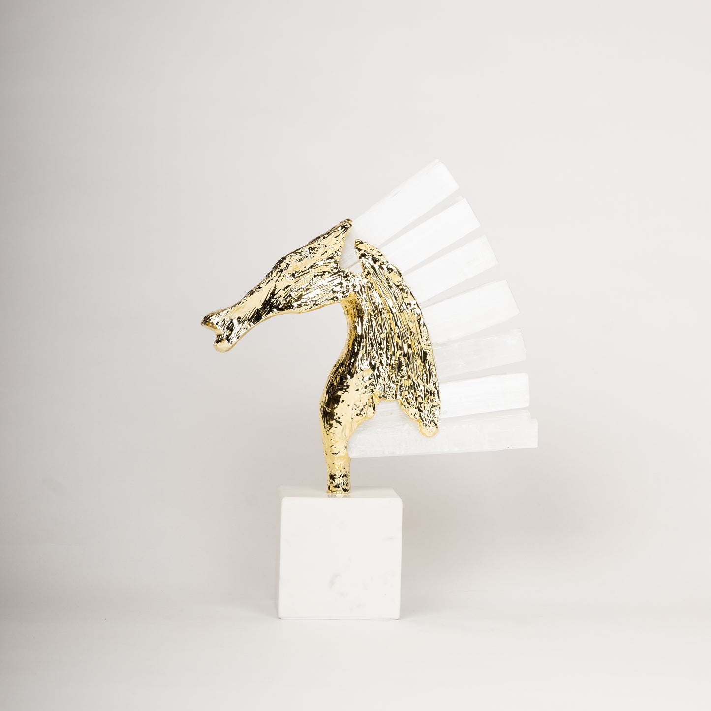 Regal Gold & White Horse Head Sculpture