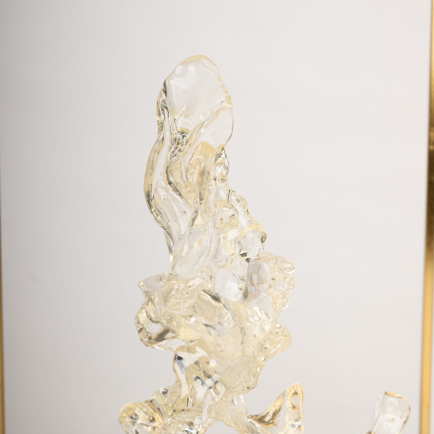 Crystal Harmony – Abstract Glass & Gold Frame Sculpture