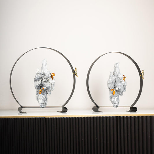 Summit Serenity Metal & Resin Sculpture – Set of 2