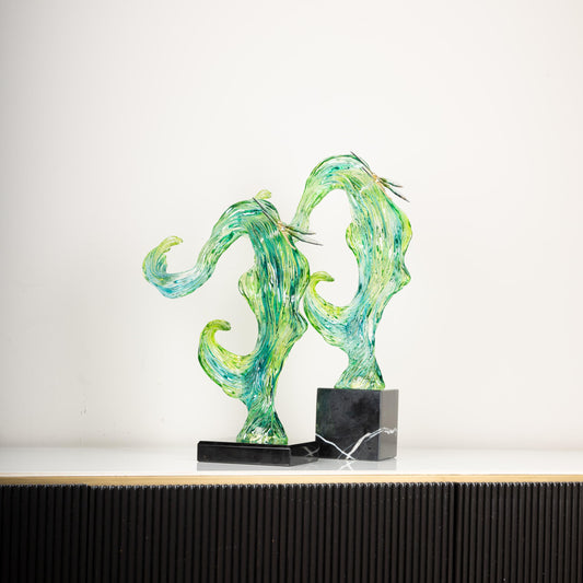 Serene Flow Glass Sculpture – Set of 2