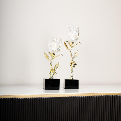 Crystal Bloom Elegance – Gold-Plated Decorative Flower