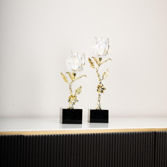 Crystal Bloom Elegance – Gold-Plated Decorative Flower
