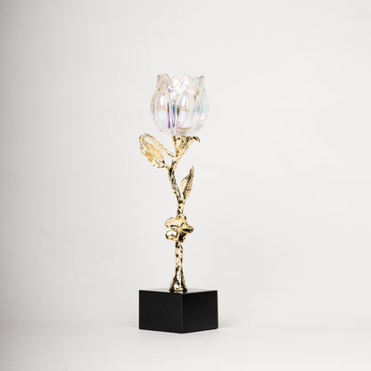 Crystal Bloom Elegance – Gold-Plated Decorative Flower
