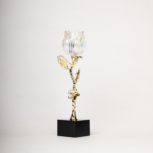 Crystal Bloom Elegance – Gold-Plated Decorative Flower