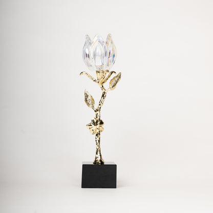 Crystal Bloom Elegance – Gold-Plated Decorative Flower