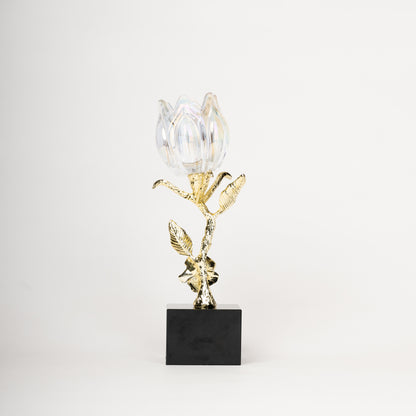Crystal Bloom Elegance – Gold-Plated Decorative Flower