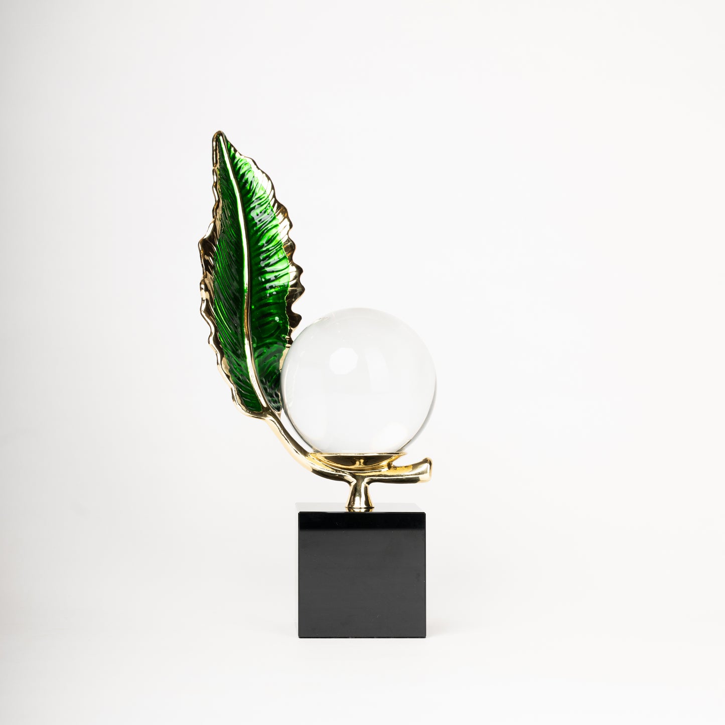 Emerald Leaf Crystal Sphere Decor