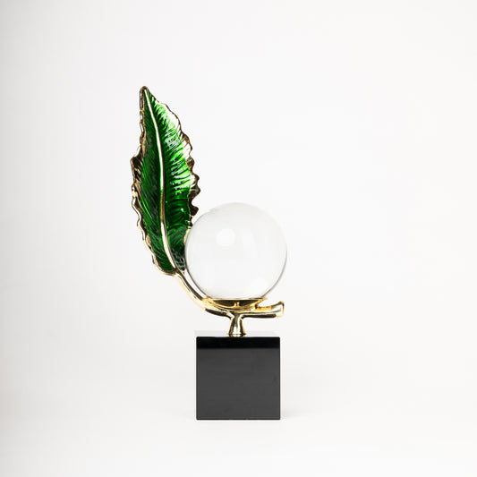 Emerald Leaf Crystal Sphere Decor