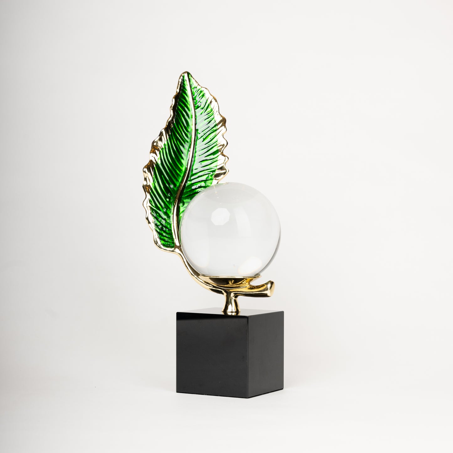 Emerald Leaf Crystal Sphere Decor