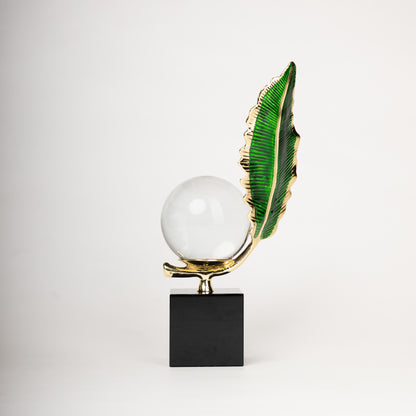 Emerald Leaf Crystal Sphere Decor