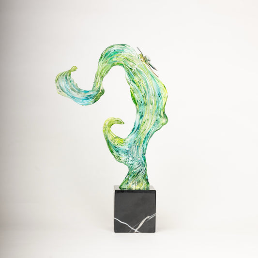 Serene Flow Glass Sculpture – Set of 2