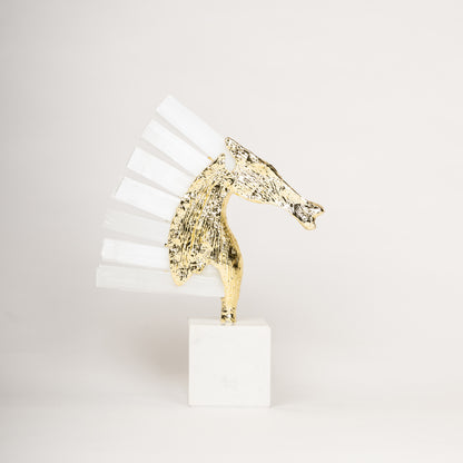 Regal Gold & White Horse Head Sculpture