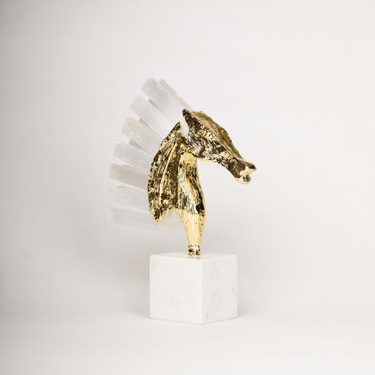 Regal Gold & White Horse Head Sculpture