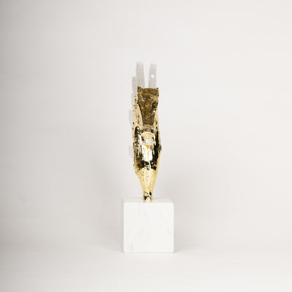 Regal Gold & White Horse Head Sculpture