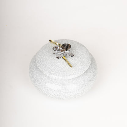 Textured Ceramic Jar Set with Dragonfly Lid