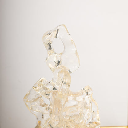 Crystal Harmony – Abstract Glass & Gold Frame Sculpture