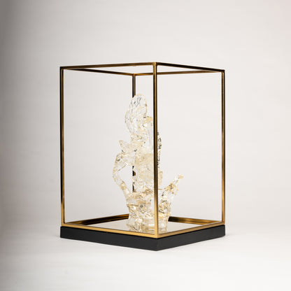 Crystal Harmony – Abstract Glass & Gold Frame Sculpture