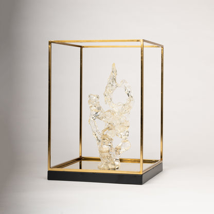 Crystal Harmony – Abstract Glass & Gold Frame Sculpture