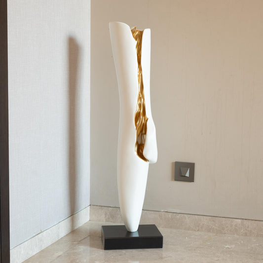 Abstract White and Gold Sculpture